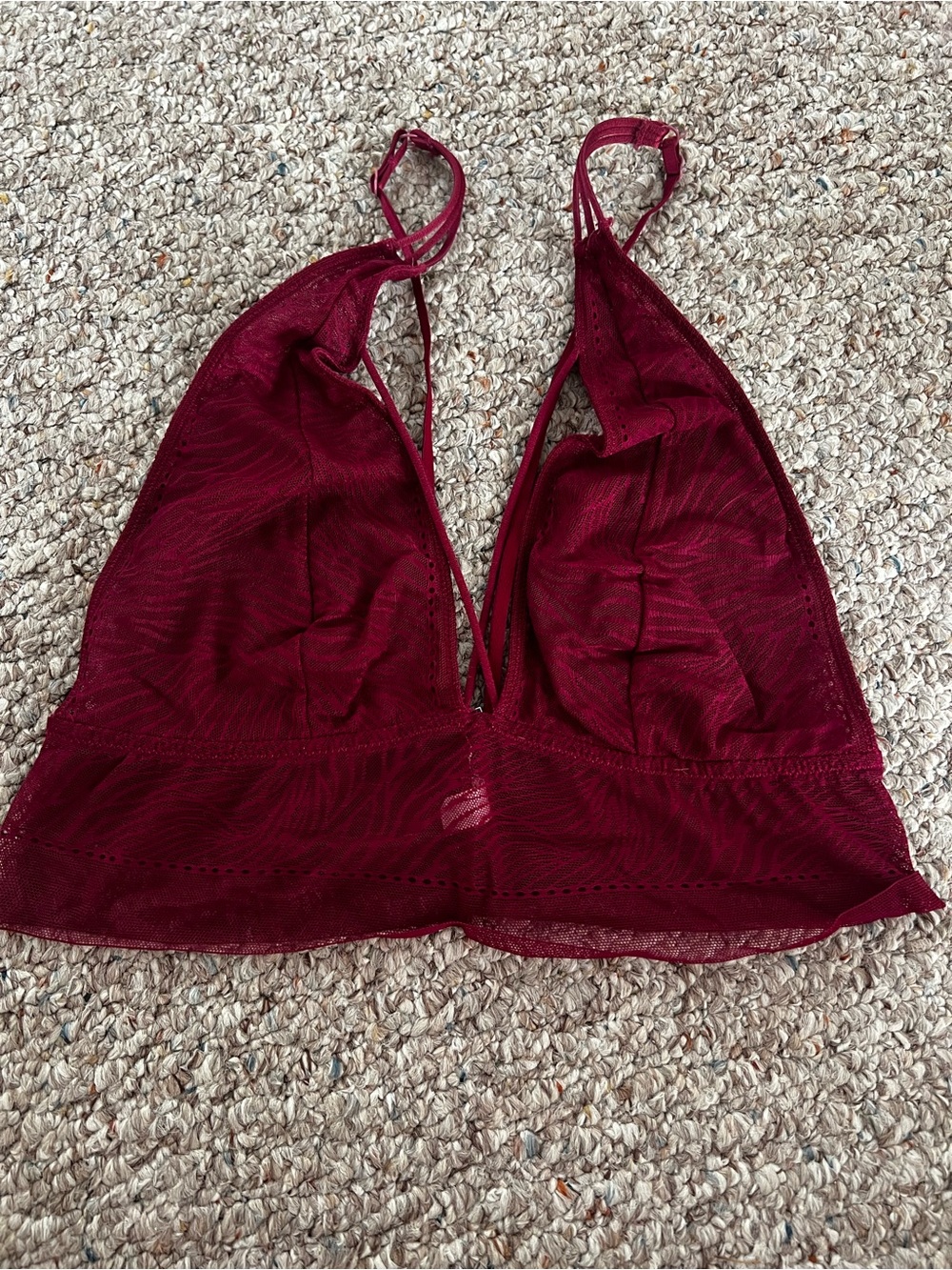 Free People Sheer Wine Red Mesh Bralette